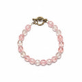 Vintage Pink and Clear Crackle Czech Glass Style Bead Bracelet w Heart Toggle Closure