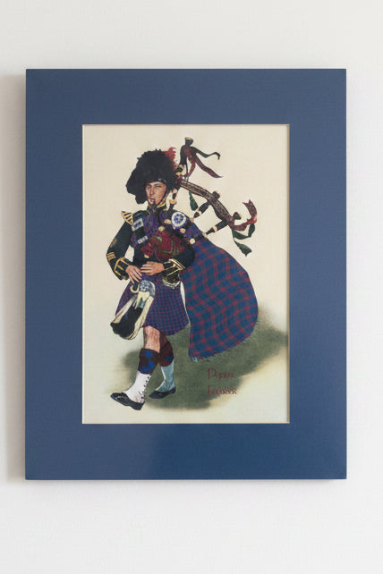 Vintage Mounted "Piper Fraser" Print, Pipe-Major Fraser of the 1st Scots Guards