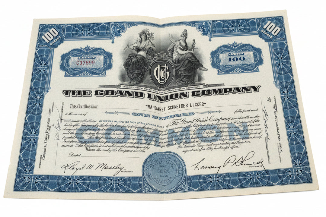 The Grand Union Company Stock Certificate, dated November 9, 1956