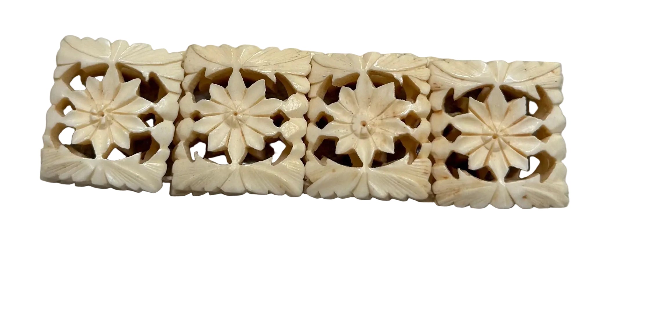 Vintage Carved Floral Ivory Bracelet
