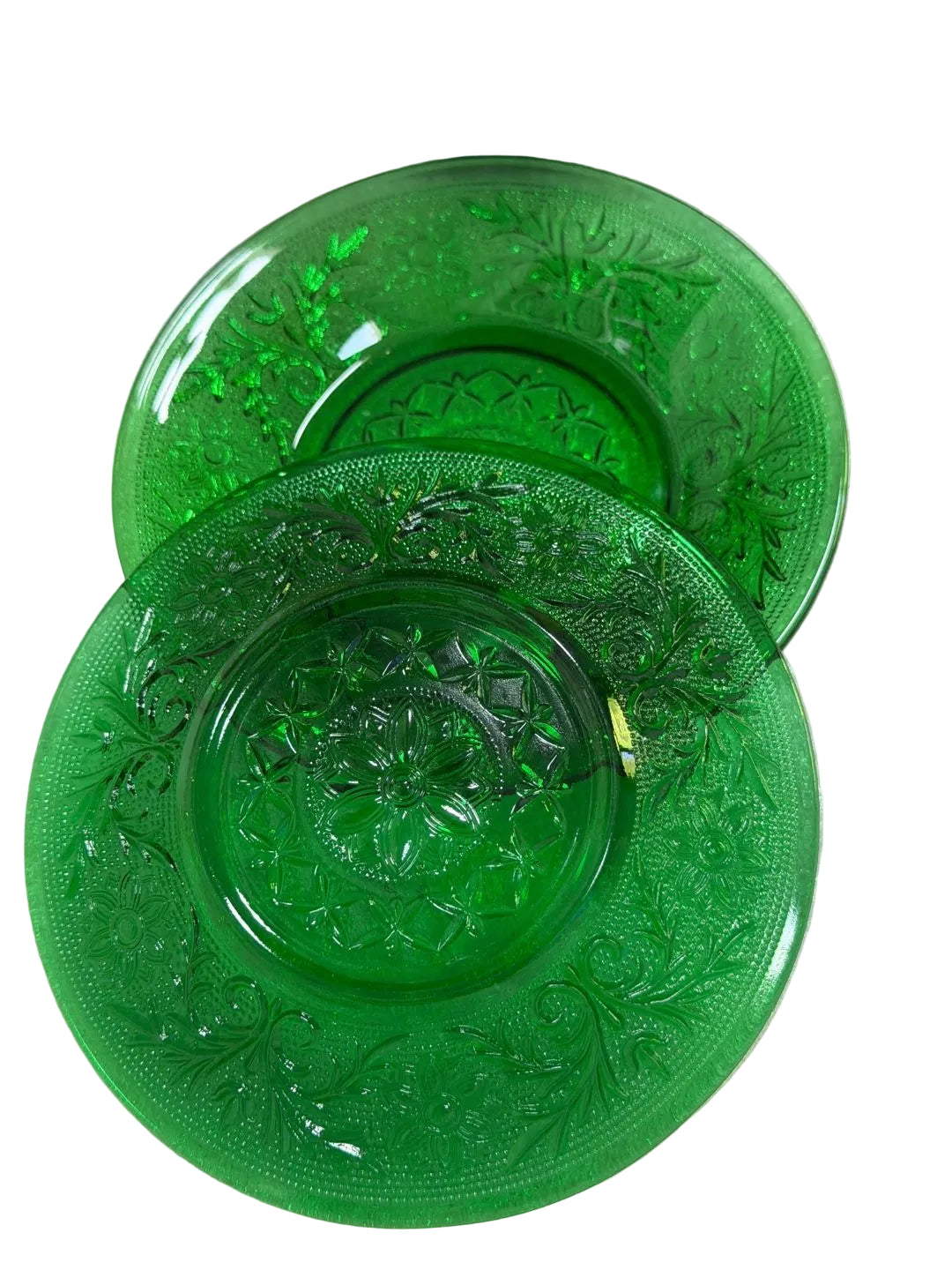 Vintage Anchor Hocking Forest Green Emerald Sandwich Glass Plate (1)