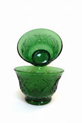 Vintage Anchor Hocking Forest Green Emerald Sandwich Glass Dessert Bowl (1)