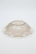 Vintage Jeannette Glass Selenium Iris and Herringbone Ruffled Edge Bowl