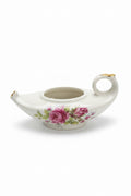 Vintage Porcelain Oil Lamp Incense Burner with Rose Floral Design