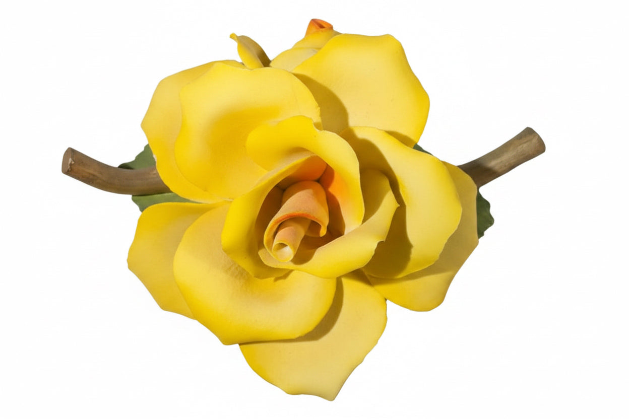 Capodimonte Porcelain Yellow Rose Figurine