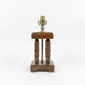 Vintage Wood Table Lamp with Spool Legs