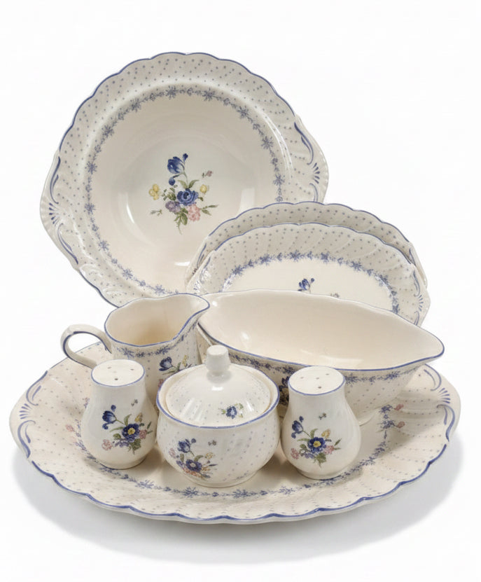 Vintage Nikko Blue Peony Porcelain Dinnerware Set