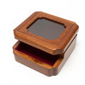 Vintage Mele Wooden Mirrored Jewelry Box with Red Velvet Interior