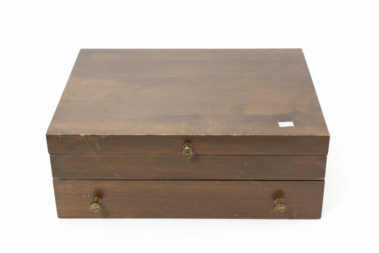 Vintage Kenized Oak Flatware Silverware Storage Chest