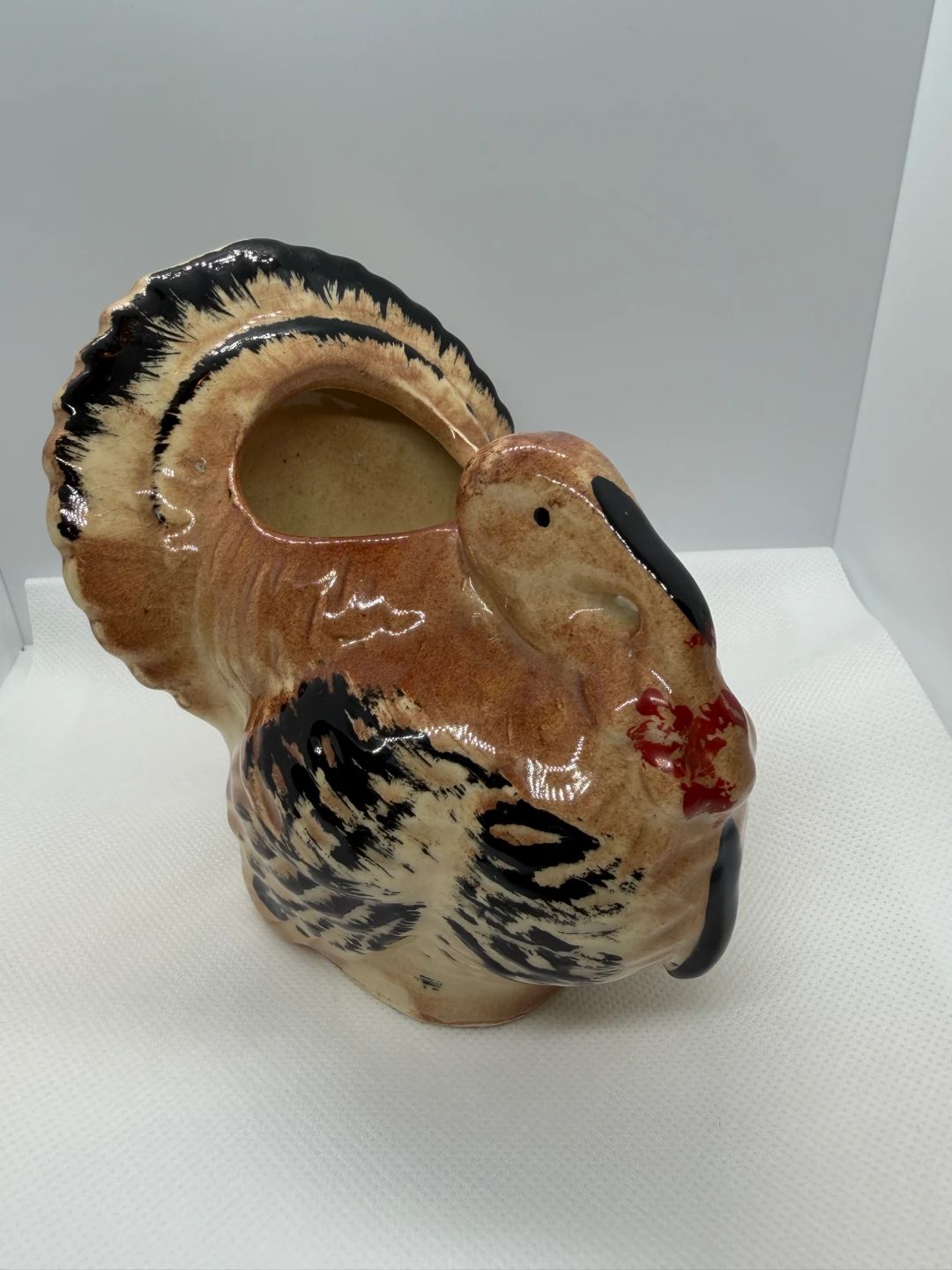 Vintage Morton Pottery Hand Painted Turkey Planter