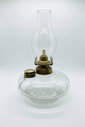 Antique Manganese Glass Oil Lamp Font with Brass Collar