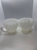 Vintage Anchor Hocking Hobnail Milk Glass Creamer and Sugar Bowl Set