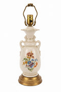 Vintage Hand Painted Porcelain Floral Victorian Style Urn Lamp