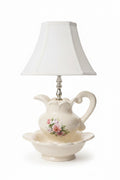 Vintage Floral Ceramic Pitcher and Basin Lamp