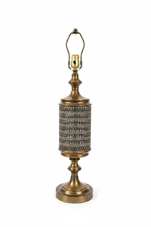 Antique Miller Lamp Co Brass Filigree Table Lamp, Pair