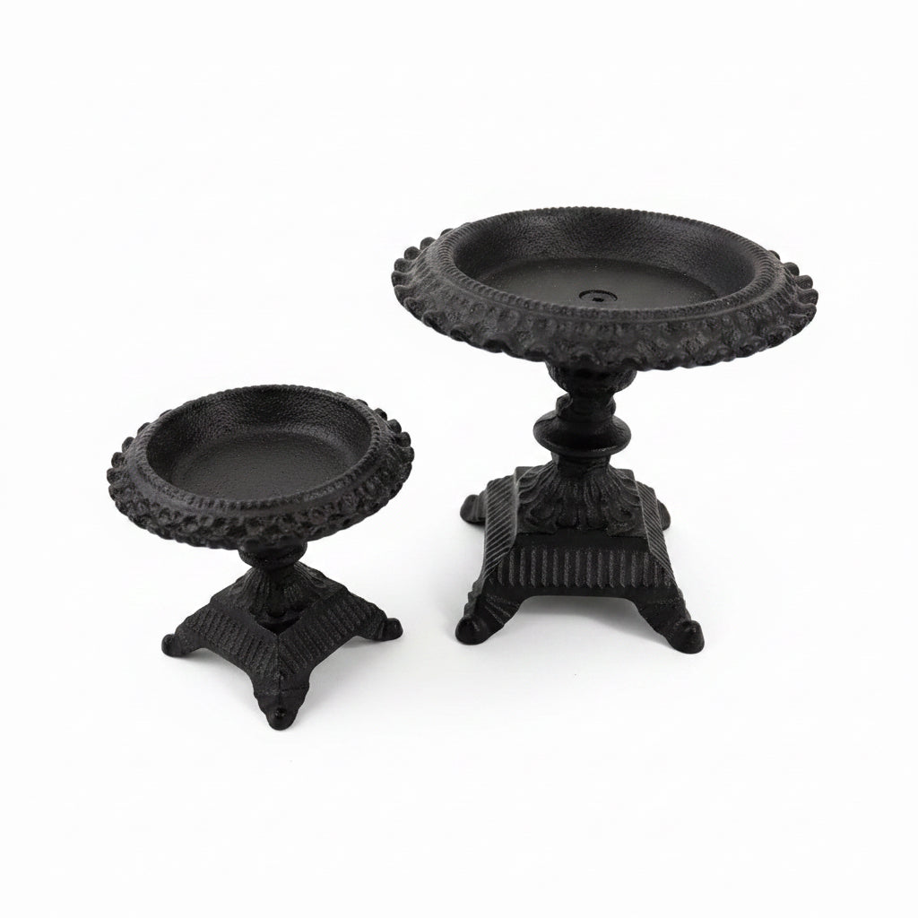 Vintage Set of Cast Iron Pedestal Candle Holders
