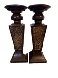 Creative Scents Schonwerk Set of 2 Brown Pillar Candle Holders