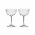 Vintage Princess House Heritage Etched Crystal Cocktail Coupe, Floral and Wheat Design, Pair of 2