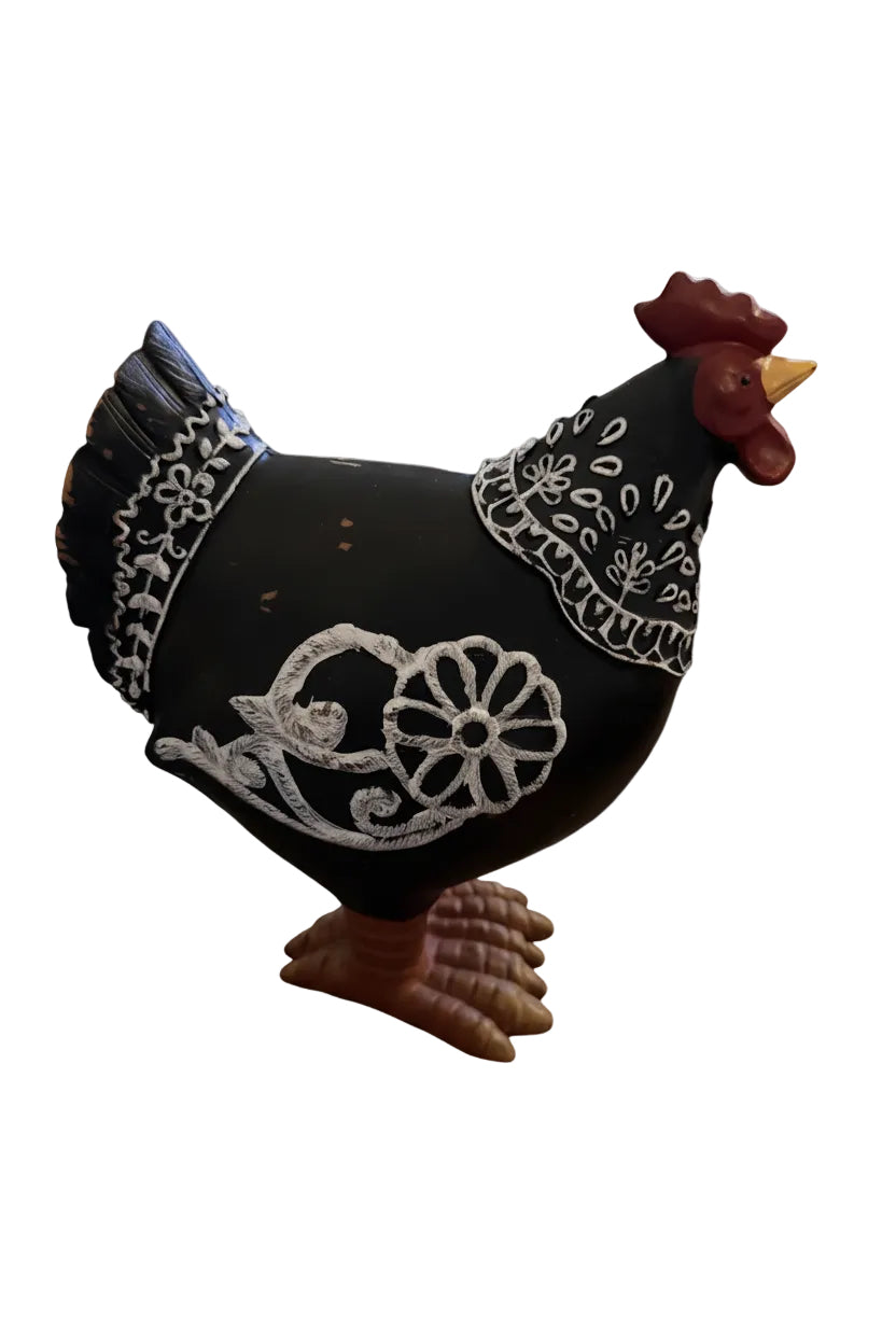Vintage Wood Hand Painted Hen