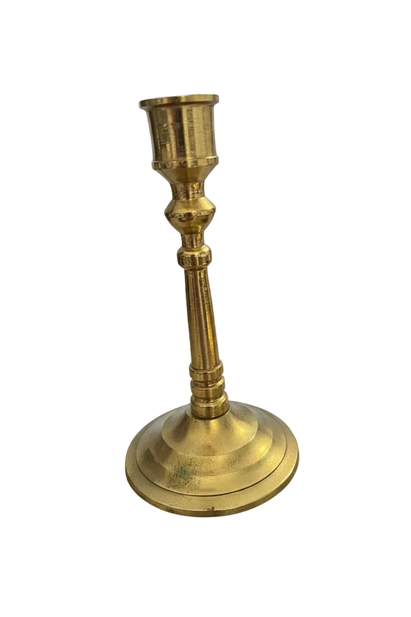 Vintage Brass Candlestick Holder with Round Base