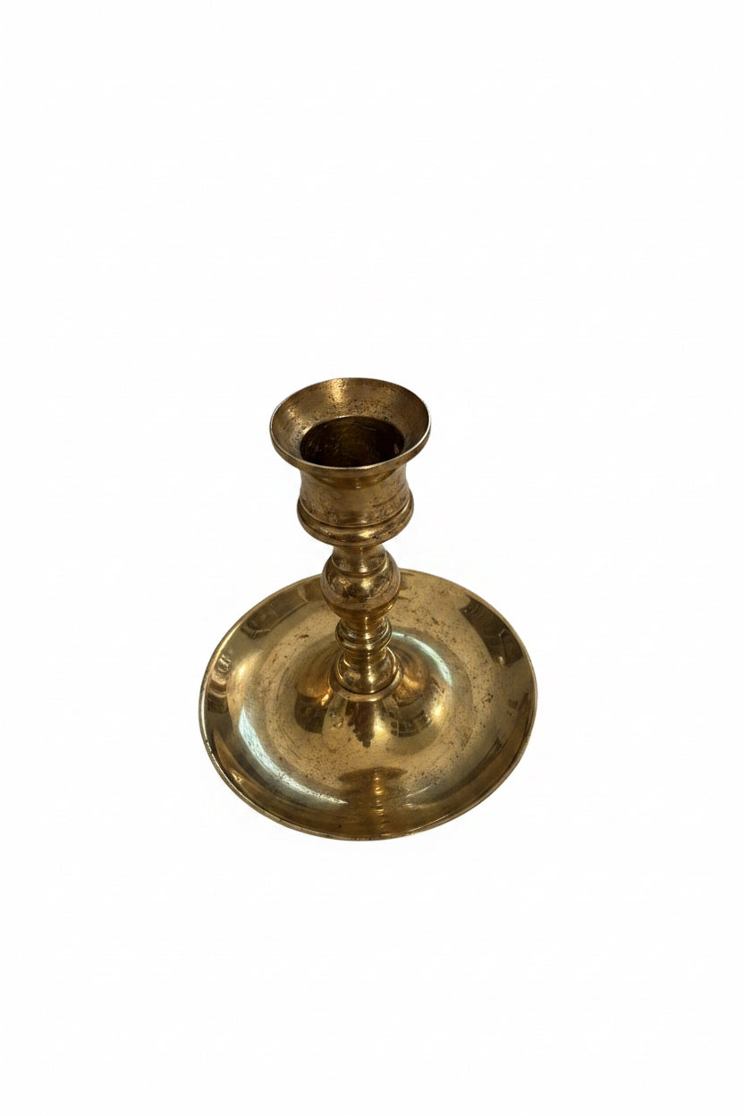 Vintage Baldwin Solid Brass Candlestick Holder with Saucer Base