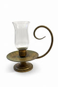 Vintage Baldwin Brass Hurricane Candle Holder with Glass Shade