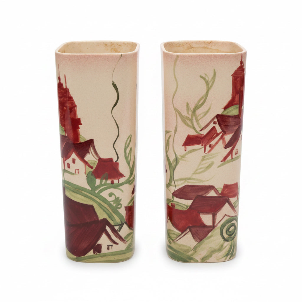 Vintage MCM Hand-Painted Bud Vases