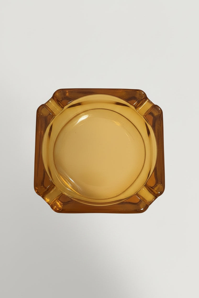 Vintage MCM Amber Glass Ashtray
