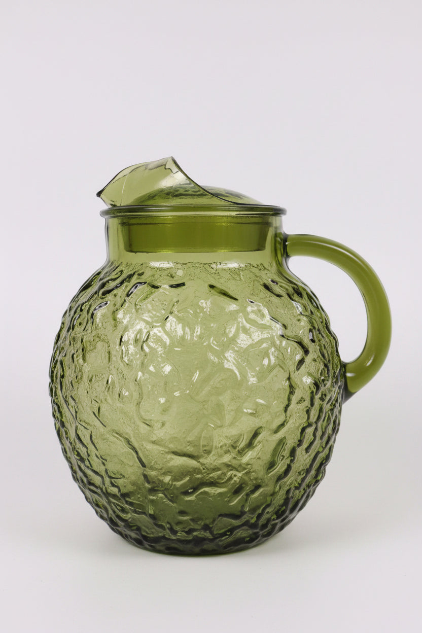 Vintage Anchor Hocking Lido Avocado Green Glass Pitcher