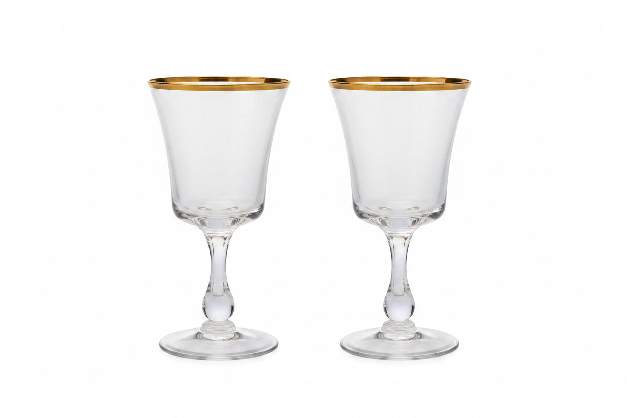 Vintage Fostoria Gold Rimmed Goblet, Pair of 2 (Copy)