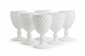 Vintage Fenton Hobnail Milk Glass Water Goblets, Set of 6