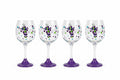 Hand-Painted Wine Glasses with Grape Design, Set of 4
