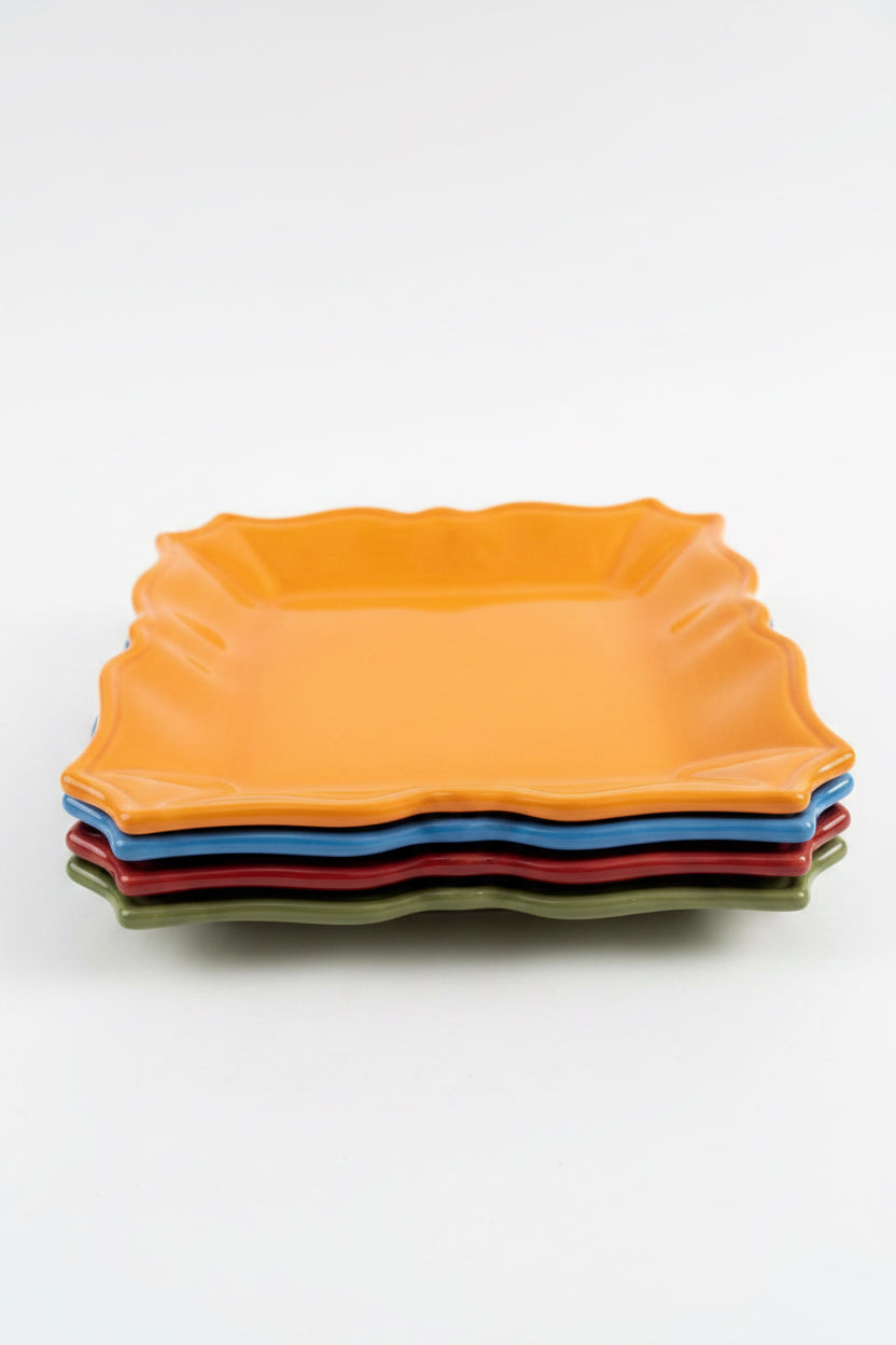 Tabletops Unlimited Rue de Paris Square Dinner Plates, Set of 4