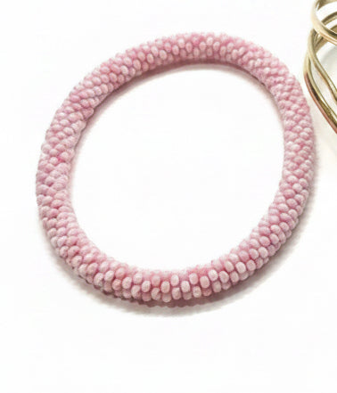 Vintage Mid-century Seed Bead Tubular Crochet Rope Roller Bracelet