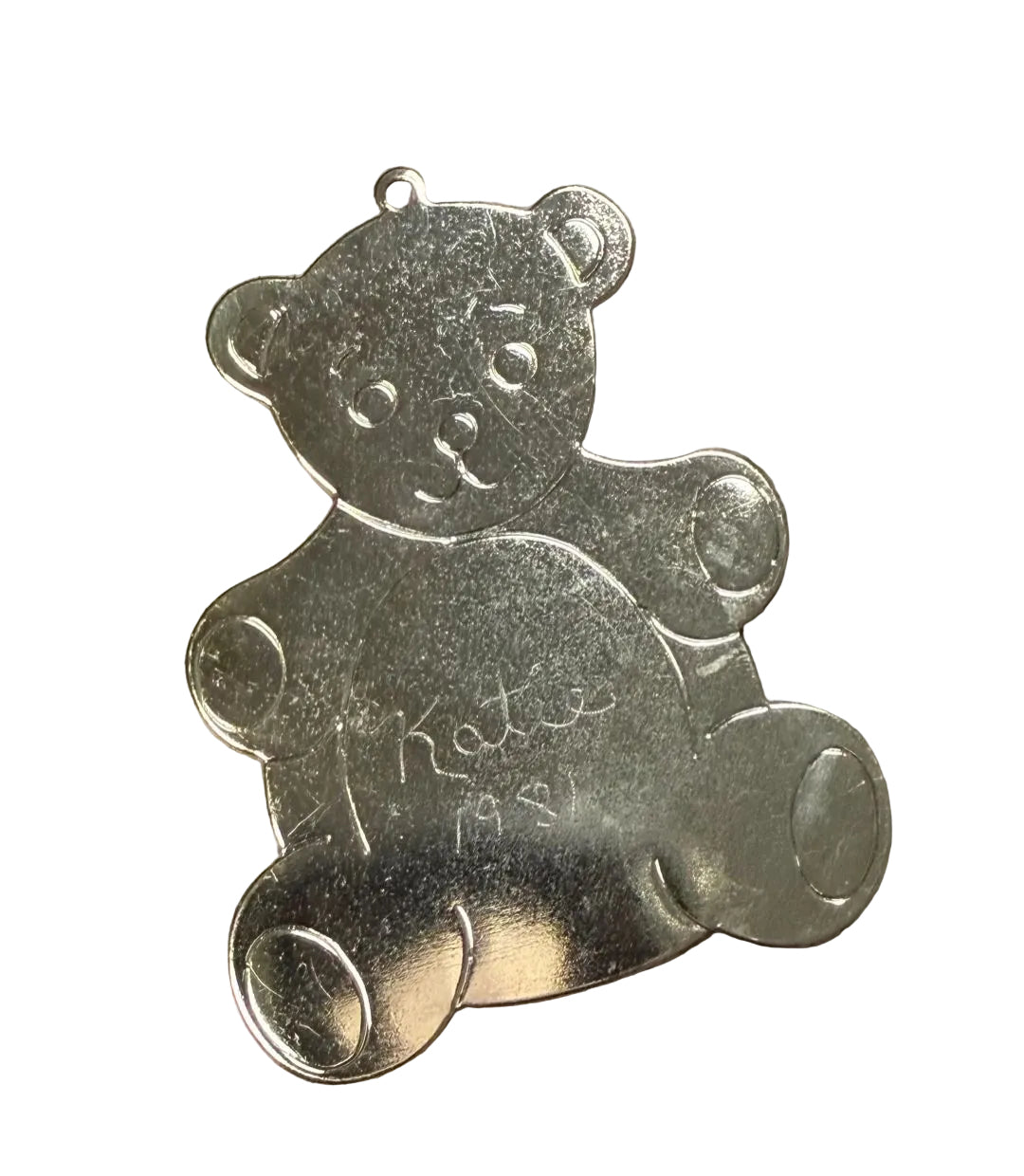 Vintage Engraved Teddy Bear Ornament