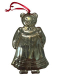 Vintage Brass Teddy Bear Christmas Ornament