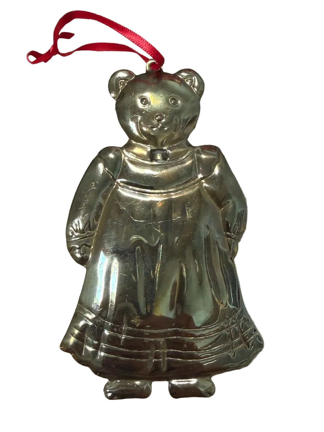 Vintage Brass Teddy Bear Christmas Ornament
