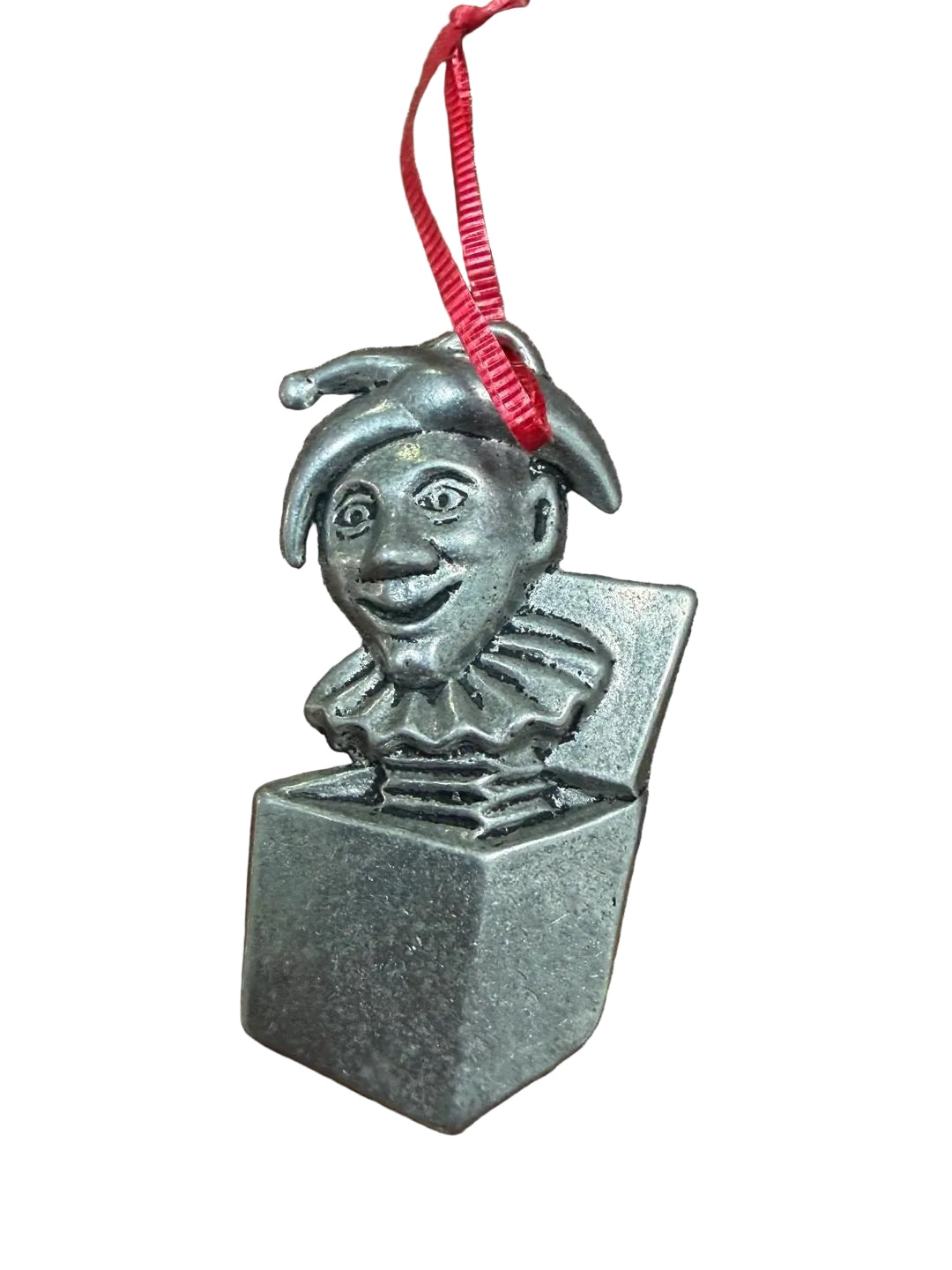 Vintage Pewter Jack-in-the-Box Jester Ornament