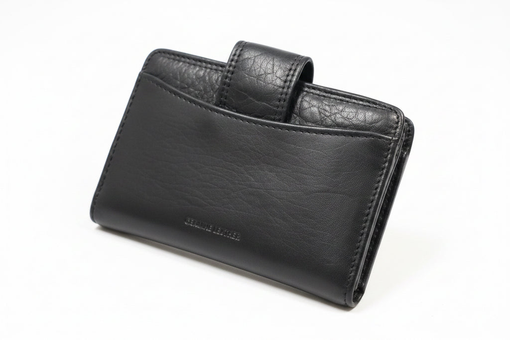 Vintage Black Leather Bifold Wallet