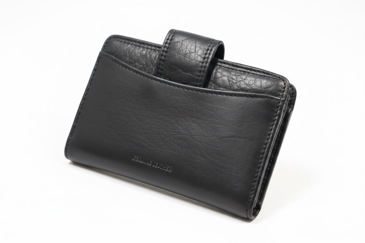 Vintage Black Leather Bifold Wallet