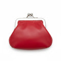 Vintage Red Leather Coin Purse with Snap Closure