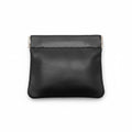 Vintage Black Leather Squeeze Coin Purse
