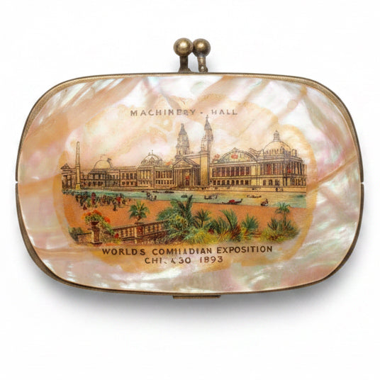 Antique 1893 Chicago World's Fair Mother of Pearl Coin Purse - Machinery Hall - Working Clasp - “investment grade”