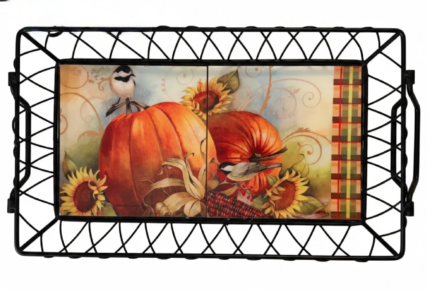 Vintage Fall-Themed Decorative Serving Tray