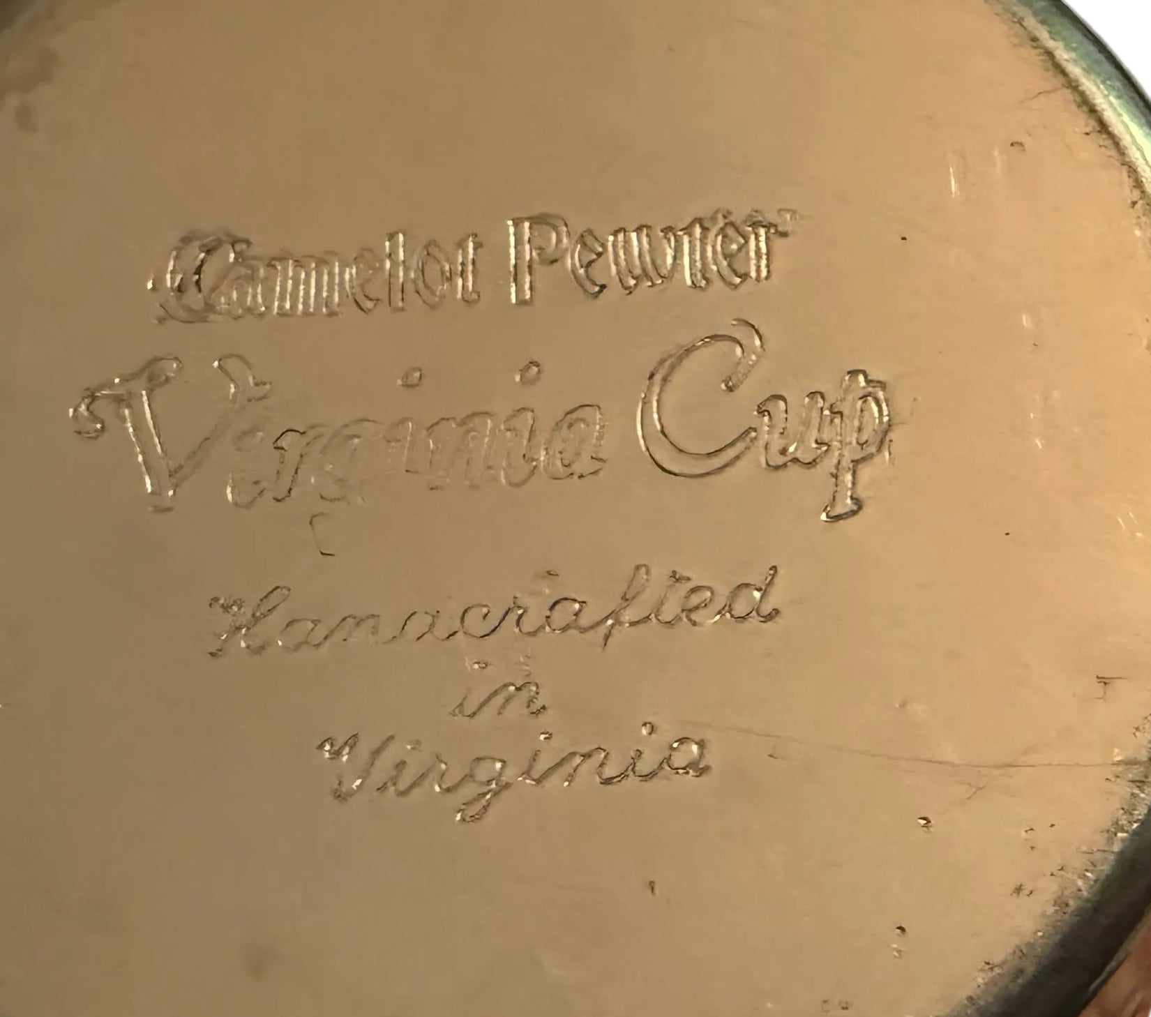 Vintage Engraved Camelot Pewter "Virginia Cup", Julep Cup, “Keep Virginia Beautiful”