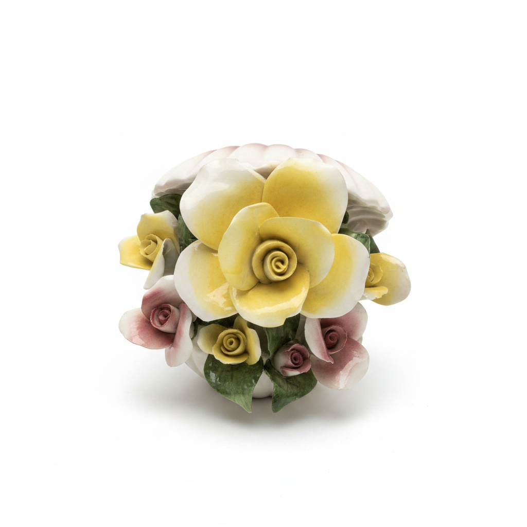 Vintage Capodimonte Floral Porcelain Clam Shell