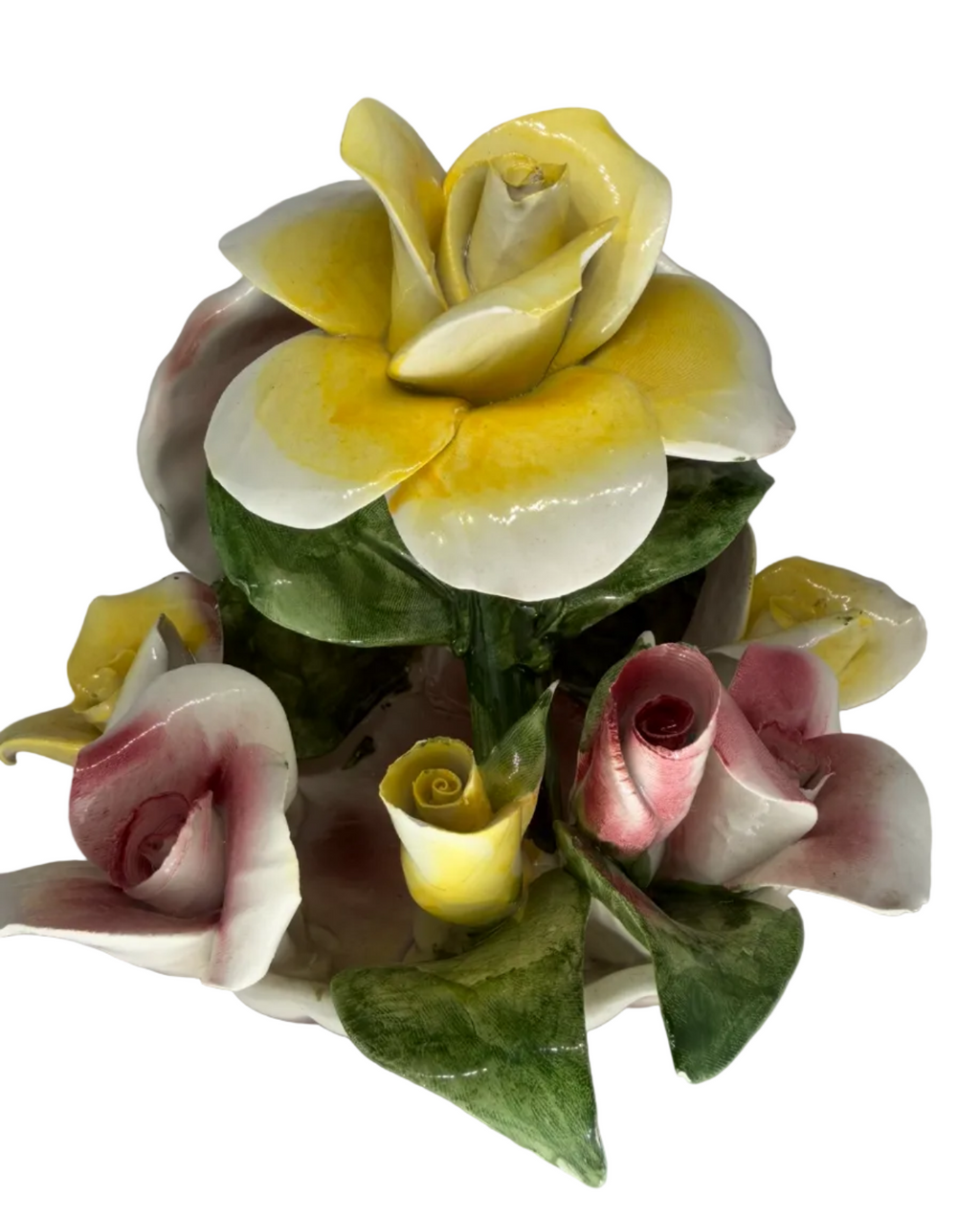 Vintage Capodimonte Floral Porcelain Clam Shell