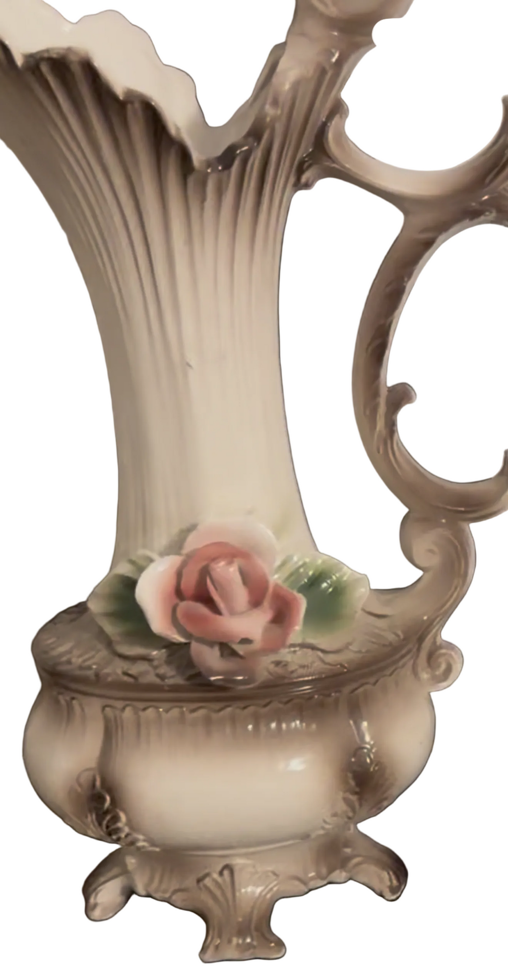 Vintage Capodimonte Nuova Italian Hand Painted Porcelain Victorian Urn Vase, Large 17”