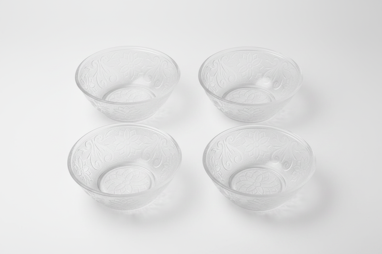 Vintage Indiana Glass Tiara Sandwich Glass Berry Bowl Set (4)