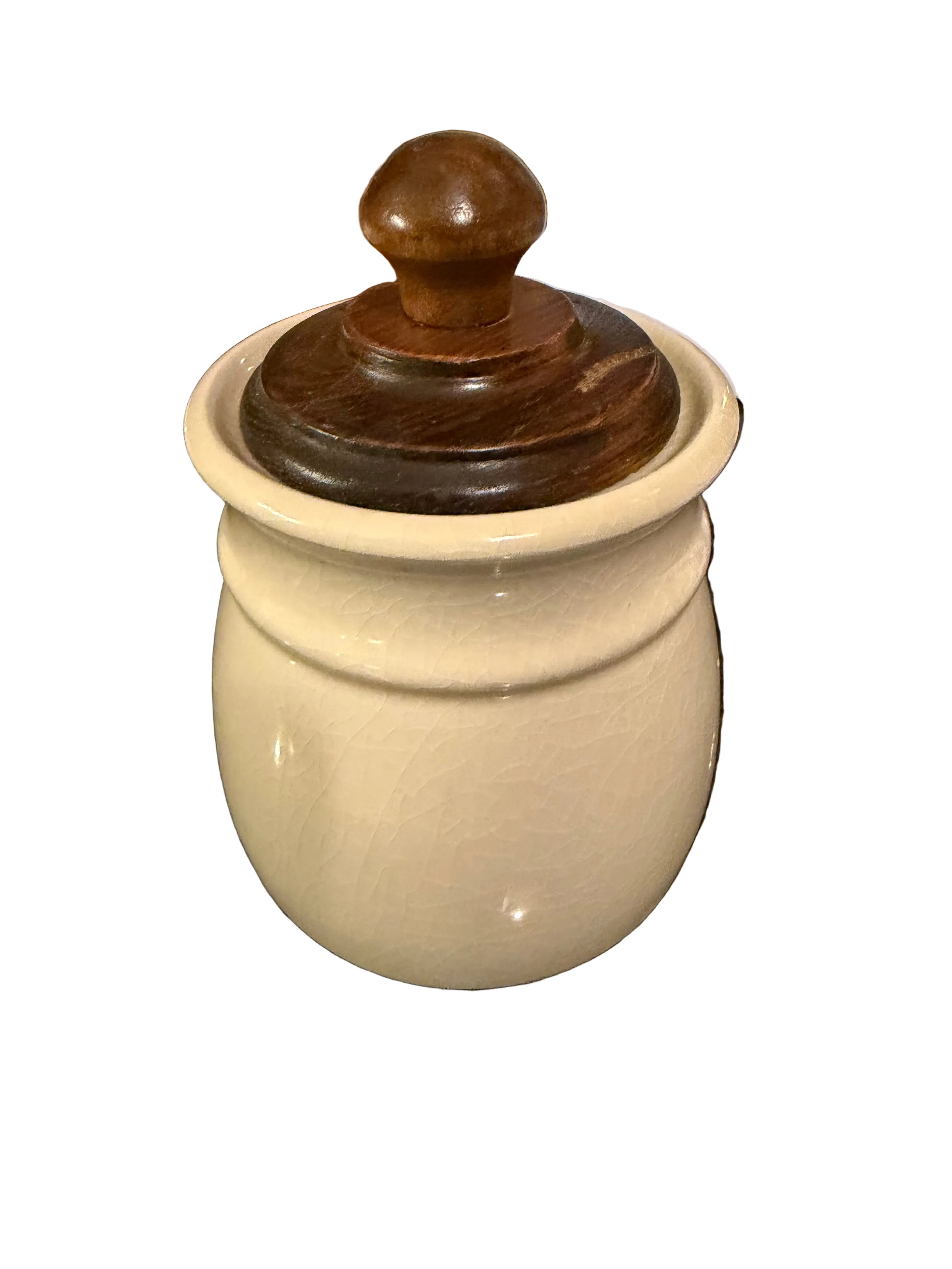 Vintage Kitchenware Set, Brown Drip Glaze, Sugar Creamer and Instant Coffee
